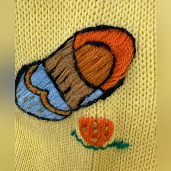 Andreno Argenti Vintage Yellow Embroidered Golf Cardigan M - Picture 7 of 13